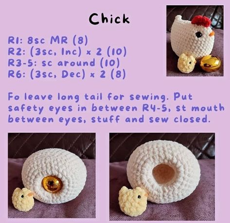 Crochet Chicken Tutorial, Crochet Patterns Chicken, Easy Crochet Chicken Free Pattern, Crochet Easter Chick, Instagram Crochet Pattern, Chicken Amigurumi Free Pattern, Crochet Amigurumi Free Patterns For Beginners, Crochet Plushies Pattern Free Easy, Free Chicken Crochet Pattern