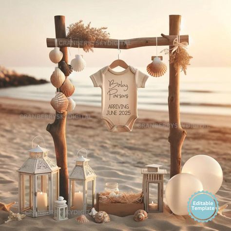 Clothesline Baby Announcement Without Ultrasound Boho Beach Pregnancy Announcement Digital Gender Neutral Social Media Beach Baby Reveal Coastal Gender Reveal, Beach Theme Gender Reveal, Gender Reveal Beach Ideas, Gender Reveal Beach, Beach Gender Reveal, Beach Baby Announcement, Beach Pregnancy Announcement, Pregnancy Announcement Photoshoot, Beach Baby Showers