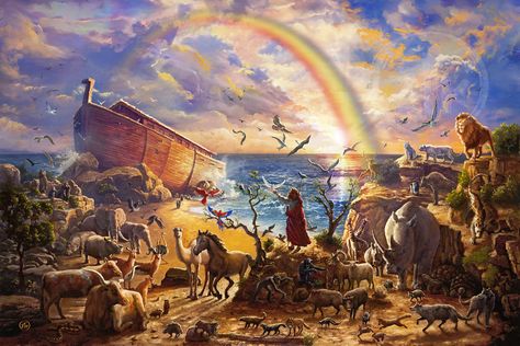 Image result for thomas kinkade art Noah's Ark Art, Kinkade Paintings, Literary Themes, Americana Art, Noah S Ark, Creation Story, Jesus Stories, Bible Pictures, Unique Art Prints