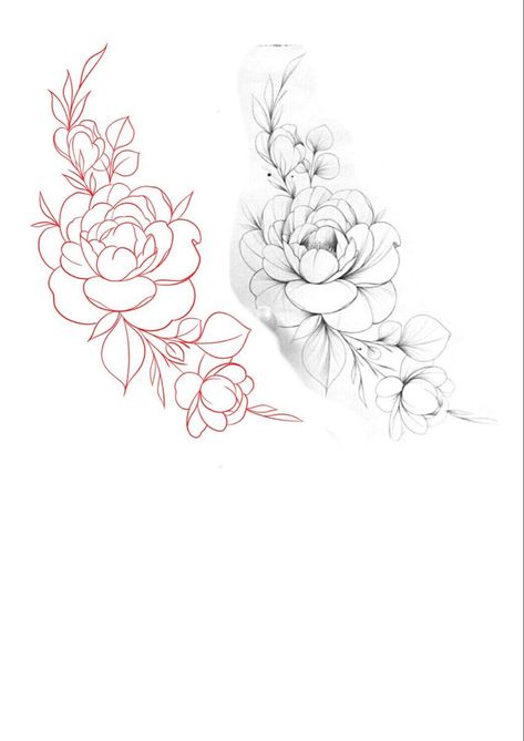 Peony Tattoo Hip Thigh Piece, Peony Tattoo Lower Back, Peony Flower Tattoo Stencil, Pioni Flowers Tattoo Design, Floral Tattoo Stencil Outline, Peony Tattoo Minimalist, Peonie Tatoos, Peony Tattoo Design Drawing, Peony Flower Tattoos Drawings