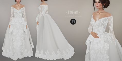 BEO - Elisabeth wedding gown | For The Trunk Show December 1… | Flickr Sims 3 Wedding Dress, Sims4 Wedding Dress Cc, Sims Wedding Dress, Sims Wedding, Sims 4 Wedding Dress, Mods Sims 4, Long Wedding Dress, The Sims 4 Pc, Pelo Sims