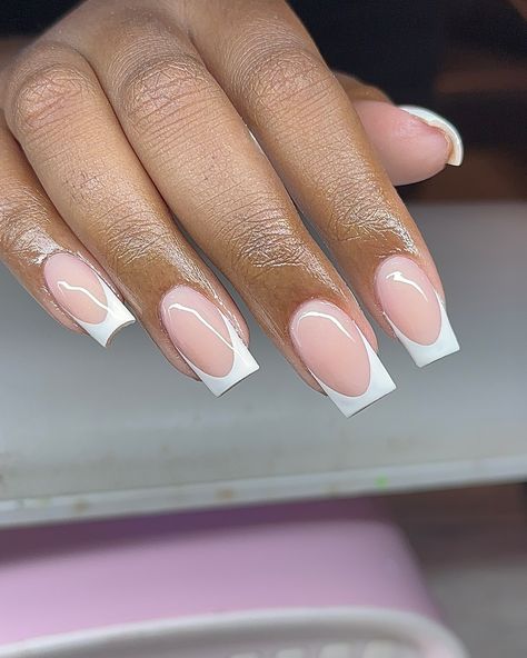 A moment for the French tip babies 😍 Tapered French Tip Nails, Round French Tip, Square Round Nails, Colored French Tips, Short Acrylic, Tip Nails, Round Nails, French Tips, Classy Nails