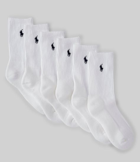 From Polo Ralph Lauren, these socks feature:six-packribbed cuff for a secure, comfortable fitSignature embroidered pony at the outer side of each sockSizes 2-4 fits shoe sizes 6-10Sizes 4-7 fits shoe sizes 10-13Sizes 8-9½ fits shoe sizes 13-3size 9-11 fits shoe sizes 4-10polyester/spandexMachine washImported. Classic American Style, Ralph Lauren Kids, Ralph Lauren Boys, Crew Sock, Sporty And Rich, Blackpool, Ralph Lauren Collection, Stockholm Fashion, Dillard's