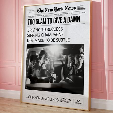 Too Glam To Give A Damn Physical Print Trendy Newspaper Print Retro Fashion News Headline Poster Aesthetic Apartment Decor Preppy Wall Art by PindaMae on Etsy Poster Newspaper, Aesthetic Apartment Decor, Retro Newspaper, Preppy Decor, Aesthetic Apartment, Newspaper Print, Retro Era, Entertaining Space, Defying Gravity