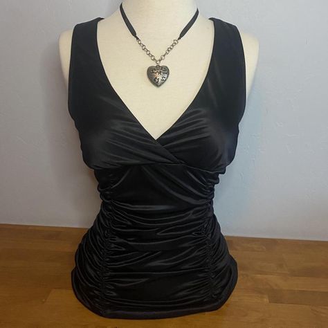 y2k satin style black ruched crossover bust empire... - Depop Meri Crismas, Satin Style, 2000s Clothes, 2000s Fashion Outfits, Versatile Outfits, Really Cute Outfits, 2000s Fashion, Dream Clothes, Red Fashion