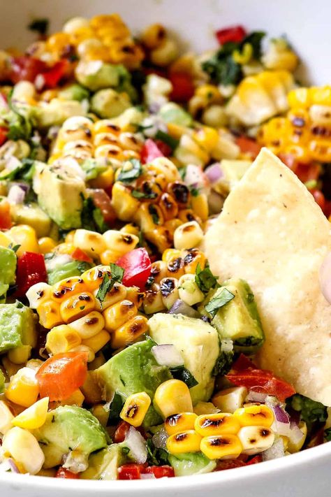 Mexican Corn Salsa, Roasted Corn Salsa Recipe, Corn Salsa Dip, Street Corn Salsa, Recipe With Corn, Chipotle Corn Salsa, Fresh Corn Salsa, Avocado Corn Salsa, Quick Apps