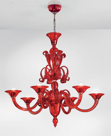 Artisan Lighting, European Decor, Red Chandelier, Garnet Red, Lighting Modern, Italian Lighting, Red Decor, Murano Glass Chandelier, Chandelier Style