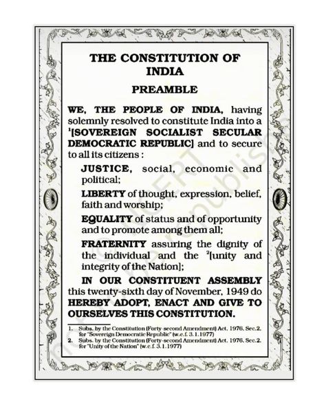 Preamble Of India, Preamble Of Indian Constitution, Pol Science, Dr Ambedkar, Draw Aesthetic, Holiday Homework, Indian Constitution, India Images, India Book