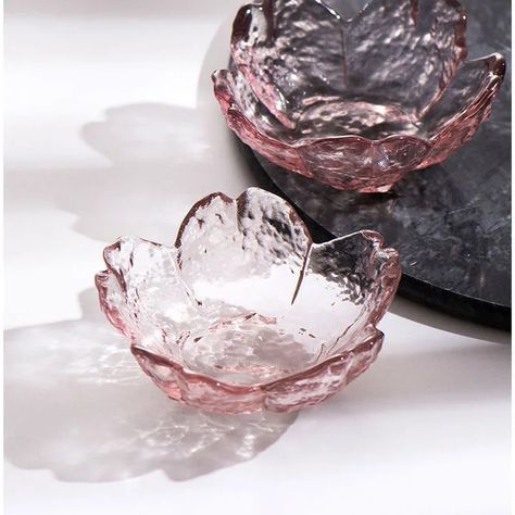 New Cherry Blossoms Seasoning Plate Small Glass Dish Nodic Gold Inlay Sauce Bowl for Ice Cream Fruit Ice Cream Fruit, Cherry Bowl, Ice Bowl, Shaved Ice, Japanese Cherry Blossom, Crystal Bowls, Glass Dishes, Hot Pot, Bbq Sauce