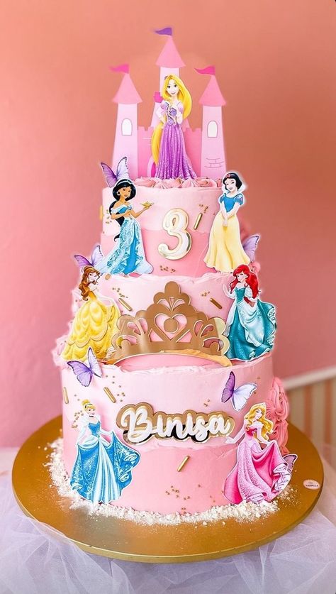 Princess Cake 3 Tier, 2 Layer Princess Birthday Cake, Disney Princess Cake Ideas, Disney Princesses Cake, Princess Theme Cake, Disney Princess Cake Topper, Disney Princess Birthday Cakes, Pirate Ship Cakes, Disney Themed Cakes