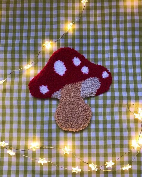 Mushroom Tufting, Mushroom Rug Tuft, Sulfur Tuft Mushroom, Mushroom Punch Needle, Punch Nidle, Autumn Punch Needle, Mushroom Coaster, Tufted Coaster, Mushroom Punch Needle Coaster