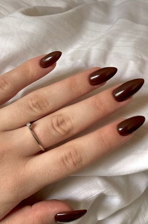 fall nails 2023 fall nails 2023 trends fall nails 2023 color trends fall nails 2023 almond fall nails 2023 short fall nails 2023 coffin fall nails 2023 color trends short fall nails 2023 square fall nails 2023 designs fall nails 2023 gel fall nails 2023 green fall nails 2023 brown 2023 Nails Trend Almond, Red Brown Almond Nails, Chocolate Color Nails Design, Chocolate Oval Nails, Brown Nails Chocolate, Brown Dip Nails Almond, Almond Nails Basic Color, Brown Nail Almond, One Color Nails Almond