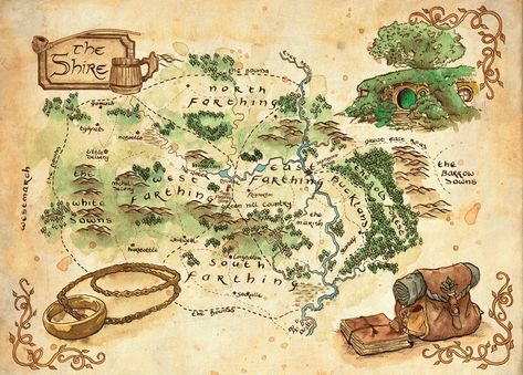 The Hobbit Map, Hobbit Party, Tolkien Quotes, Middle Earth Map, Canvas Wall Art Living Room, Middle Earth Art, Lotr Art, The Shire, Fantasy Map