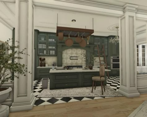 #bloxburg #kitchen House Interior Bloxburg Ideas, Kitchen First Room In House, Bloxburg Open Kitchen Ideas, Bloxburg Fancy Kitchen Ideas, Bloxburg White Kitchen Ideas, Bloxburg Window Seat Ideas, Bloxburg Rustic Kitchen Ideas, Realistic Bloxburg House Interior Kitchen, Cooking Decals Bloxburg