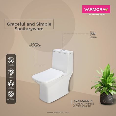 Experience the refined grandeur in your bathroom through Varmora Sanitaryware. #Varmora #sanitaryware #Bathroom #Nova #Strap #rimless #Ecofriendly #antibecterial #Alaskawhite #Offwhite #5Dflushing Post Ideas, Wall Tiles, Worth Reading, Design Ideas, Eco Friendly, Off White, Interior Design, Reading, Electronic Products