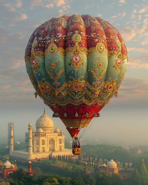 Paris Hot Air Balloon, Hot Air Balloon Concept Art, Arte Game, Hot Air Balloon Landscape, Egypt Hot Air Balloon, Dreamy Hot Air Balloon, Hot Air Balloon Close Up, Air Ballons, Balloon Lights