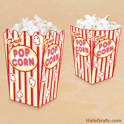 Popcorn Box Printable, Popcorn Box Template, Popcorn Labels, Kino Box, Pretend Play Printables, Dramatic Play Printables, Box Template Printable, Free Popcorn, Carnival Birthday Party Theme