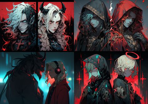 Demon Color Palette, Cyberpunk Color Palette, Demonic Angel, Cyberpunk Color, Demonic Creatures, Dark Color Palette, Dark Cyan, Red Painting, Fantasy Places