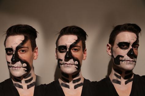 Day Of The Dead Makeup Men, Guy Face, Muertos Makeup, Day Of The Dead Makeup, Halloween Hombre, Dawn Of The Dead, Dead Makeup, Painting Halloween, Man Beard