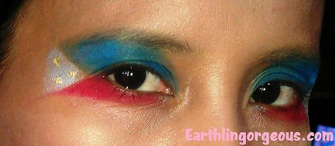 FOTD: Eye Wear My Flag Proud Filipino Independence Day Filipino Eye Makeup, Filipino Make Up, Independence Day Eye Makeup, Taino Makeup Puerto Rico, Flag Eye Makeup, Philippines Makeup, Mexican Flag Eyeshadow, Filipino Flag, Day Eye Makeup