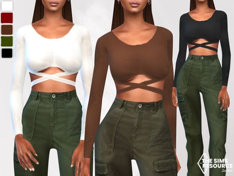 The Sims Resource - Female Traverse Long Sleeve Tops The Sims 4 Cc Tops Female, The Sims Resource Tops, Ts4 Cc Clothing Jeans, Cc Tops Sims 4, Sims Tops Cc, The Sims Resource Sims 4 Clothing, The Sims 4 Clothes Cc For Women, Sims 4 Cc Tshirt Female, The Sims 4 Mods Tsr