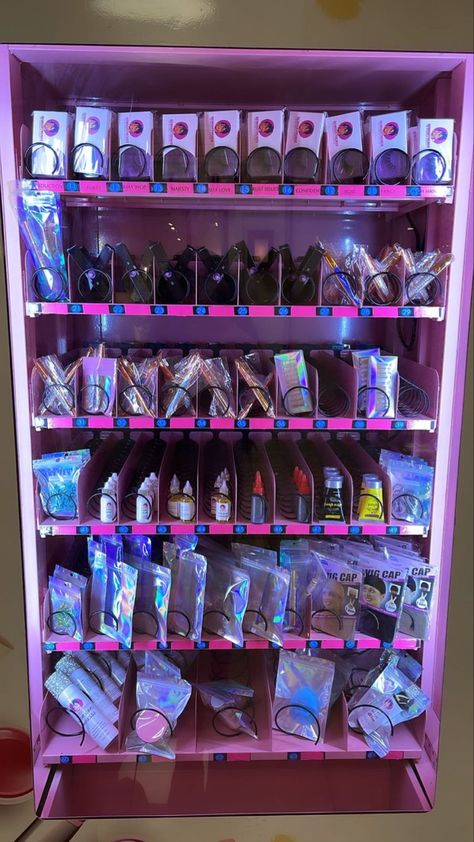 Press On Nail Vending Machine, Beauty Supply Vending Machine, Beauty Vending Machine Ideas, Lash Supply Store, Beauty Supply Store Aesthetic, Beauty Supply Business, Vending Machine Ideas, Beauty Vending Machine, Vending Machine Design