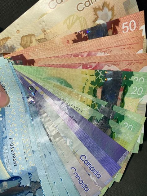 Money Stack Of Canadian Money, Canada Money Aesthetic, Flexing Canadian Money, Money Aesthetic Canada, Canadian Money Aesthetic, Motion Money, Canadian Cash, Money Canadian, Canada Money