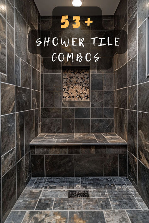 Discover 53 stunning shower tile combinations that elevate your bathroom's aesthetic. Featuring unique patterns, color palettes, and texture blends, these combos bring creativity to your space. Discover how to transform your shower with tile art. Click to explore these inspiring designs! 🚿✨ #ShowerTiles #BathroomDesign #TileCombinations #HomeInspiration #StunningBathrooms Hexagon Tile Shower Wall Ideas, Small Bathroom Moroccan Tile, Matte Shower Tile Ideas, Unique Shower Tile Ideas, Fully Tiled Bathroom Walls, Hexagon Tile Shower Wall, Herringbone Tile Shower Wall, Modern Shower Tile Ideas, Shower With Tile