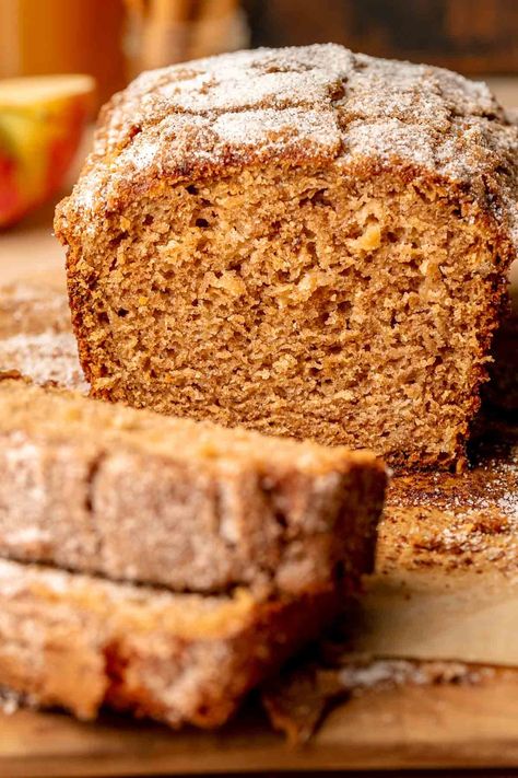 Apple Cider Donut Bread with Cinnamon Sugar Topping Fall Plum Recipes, Spiced Apple Cider Donut Loaf With Cinnamon Sugar Crust, Apple Cider Donut Bread Recipe, Apple Cider Breakfast Recipes, Apple Cider Bread Recipes, Apple Cider Donut Bread, Apple Cider Bread, Cider Bread, Apple Loaf Cake