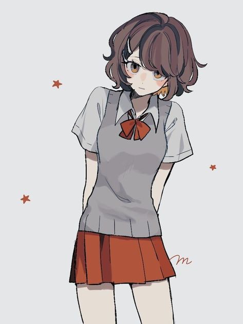 Nagisa Shiota, Short Brown Hair, Poses References, Anime Drawings Tutorials, 영감을 주는 캐릭터, Cute Art Styles, Anime Poses Reference, Anime Sketch, Anime Poses