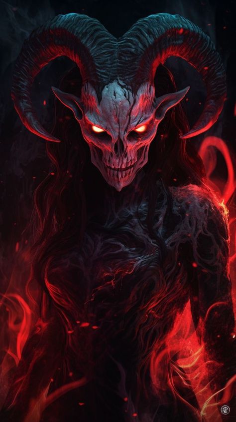 Fantasy Evil Creature, Dark Demon Art, Demon Monster Art, Fantasy Demon Art, Demon Art Dark, Demon Character Art, Demons Wallpaper, Demon Dnd, Demon With Horns