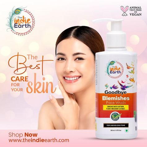 The best care for your skin😍 Shop Now: https://bit.ly/3yAOJLR 💦 #TheIndieEarth Goodbye Blemish (Vitamin C) Facewash provides a natural glow. It is specially formulated to help you get over the face marks and get flawlessly radiant skin effortlessly. #TheIndieEarth #Indieoffer #goodbyeblemish #vitamincfacewash #facewash #vitaminc #skinageing #blemishes #organic #natural #organic #wecareforyou Beauty Cosmetics Design, Vitamin C Face Wash, Brochure Design Layouts, Beauty Makeup Photography, Graphic Design Ads, Cosmetic Design, Poster Ads, Social Media Design Inspiration, Website Banner