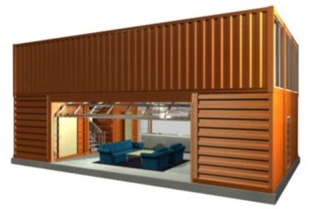 The Quik House designed by Adam Kalkin is a prefabricated kit house from recycled shipping containers. It has three bedrooms and two and one... Container Home Designs, Container Homes Cost, Shipping Container Architecture, Cargo Container Homes, Cargo Container House, Houses Architecture, Storage Container Homes, Container Cabin, Container Buildings