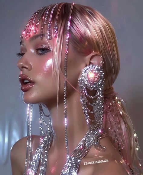 LUXE BARBIE HAIR PART 2 🎀💕💖 Happy hump day, get out there & k🔪ll it today, beauties! Xo, Heather . . . . . . . . #barbieaesthetic #barbiehair #glamourhair #midjourneyfashion #glitterart #barbiecore #ElegantUpdo #blinghair #hotpinkhair #blingbling #blingblingbling Pink Mermaid Aesthetic, Pretty References, Alien Nation, Pink And Sparkly, Hot Pink Hair, Glamour Hair, Pink Crown, Barbie Hair, Glam Photoshoot