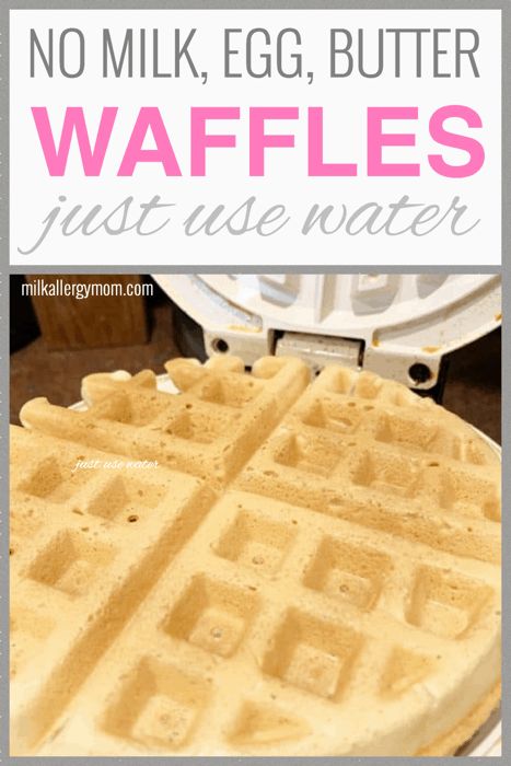 Top recipe at Milk Allergy Mom, waffles in a pinch. No milk, no egg, just use water! But the kids will gobble them up. Egg White Free Recipes, Homemade Waffle Recipe Without Eggs, No Egg Waffle Recipe Easy, Waffle Recipe Easy No Milk, Egg Free Chaffles, Waffles Recipe No Milk, 2 Ingredient Waffles, No Egg No Milk Breakfast, Egg White Waffles Recipe