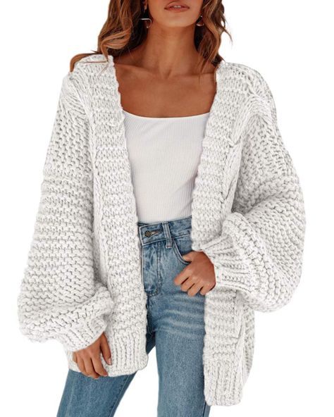 PRICES MAY VARY. Material: This open front cardigan sweater is formed from chunky knits, keeping your body warm all day. Features: Loose Fit, Open Front, Long Sleeve, Chunky Knit, Soft & Stretchy, Oversized Cardigan Sweater Pair with: Slouchy coats easily match with leggings, jeans, shorts and skirts. Easily complete a trendy look. Enable you look modest and elegant. Occasion: With exquisite details, this chic warm sweaters are perfect for party, school, office, dating and other occasions. Garme Womens Chunky Cardigan, Oversized Sweater Coat, Chunky Sweater Cardigan, Chunky Cable Knit Sweater, Pullover Mode, Oversized Sweater Cardigan, Outwear Coat, Chunky Cardigan, Chunky Knit Cardigan