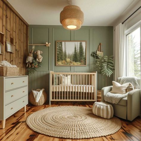 20+ Nature-Inspired Green Nursery Themes for a Serene Baby Space • 333+ Images • [ArtFacade] Baby Room Woodland Theme, Forest Boy Nursery, Nursery Room Woodland, Nursery Forest Theme, Forest Nursery Ideas, Forest Baby Room, Woodland Forest Nursery, Forest Baby Rooms, Forest Baby Nursery