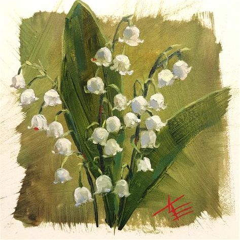 Painting Lily Of The Valley, Columbia Tennessee, Elizabeth Jones, Lily Of The Valley Flowers, Valley Flowers, Ethereal Art, Daily Paintworks, Spring Garden, Fine Art Gallery