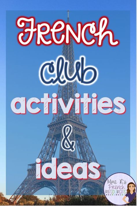 Want to start a French club at your school but don't know what to do? Click here to get activities and ideas for your foreign language club. Find ideas for introducing culture, language, and projects. Includes a list of French movies that students love and links to French music for middle school and high school. Click here to get some fun ideas for incorporating Francophone culture and French language into your club! #Frenchclass #Frenchlessons #Frenchclub French Tutoring Ideas, French Club Activities, French Classroom Ideas, French Club Ideas, French Speaking Activities, Speaking French, French Ideas, High School French, Club Activities