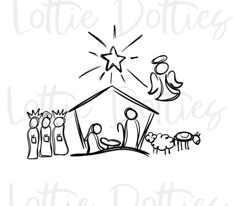 Nativity Clipart, Simple Nativity, Nativity Coloring Pages, Easy Christmas Drawings, Christmas Art For Kids, Religious Crafts, Christmas Embroidery Patterns, Christmas Card Art, Sublimation Christmas