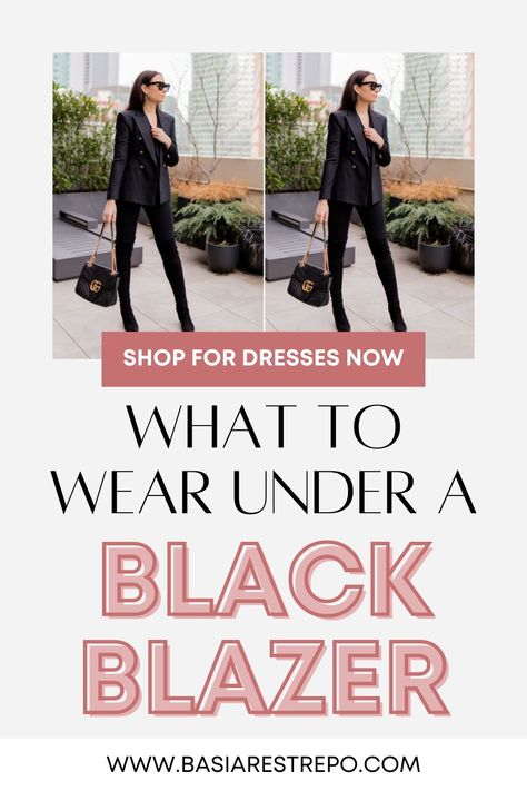 Wondering what to wear under a black blazer? Learn about layering a top, pants, leggings, shorts, and more. I share how to create the perfect classy outfit in this post! Black Leggings With Blazer Outfit, Black Blazer And Black Pants Outfit, Black Blazer With Leggings, What To Wear Under A Blazer, How To Wear A Black Blazer, Black Blazer Outfit Casual Classy, Black Blazer Outfits For Women Classy, Black Blazer Outfit Dressy, Black Blazer Outfit Work