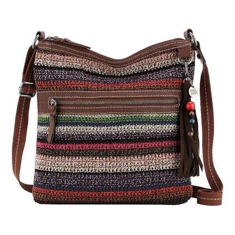 Women's THE SAK Lucia Crochet Crossbody - Vagabond Stripe Shoulder Bags Bohemian Handbags, Sak Purses, Bohemian Purse, Brown Crossbody Purse, The Sak Handbags, Crochet Shell Stitch, Brown Handbag, The Sak, Bag Crochet