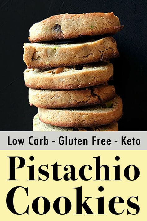 These low carb and Keto pistachio shortbread cookies make for the perfect gluten free dessert. And each cookie has just 1g net carb. Keto Pistachio, Diet Cookies Recipe, Pistachio Shortbread Cookies, Pistachio Shortbread, Galletas Keto, Low Carb Cookies Recipes, Easy Low Carb Recipes, Diet Cookies, Pistachio Cookies