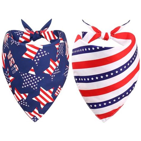 SZEE 4th of July Dog Bandanas 2 Pack, Fourth of July Dog Bandana, American Flag Bandana Dog Scarf with Star Pattern, Reversible Triangle Patriotic Dog Bandana for 4th of July Decorations (Large) American Flag Bandana, Patriotic Dog, Mermaid Kisses, Dog Scarfs, 4th Of July Decorations, Dog Bandana, Star Patterns, Pet Care, Small Pets