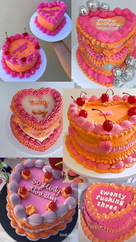 Birthday Cake Bright Colors, Love Island Cake, Flamingo Birthday Cake Ideas, Sunset Birthday Party Ideas, Hot Pink And Orange Cake, Sunset Birthday Theme, Sunset Birthday Party, Pink And Orange Birthday Party, Pink And Orange Cake