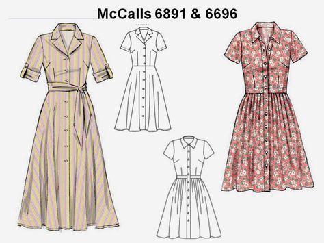 Shirt Dress Pattern, Retro Style Dress, Classic Shirt Dress, Sew Ins, Shirtwaist Dress, Neckline Designs, City Dress, Moda Vintage, Dress Sewing Patterns