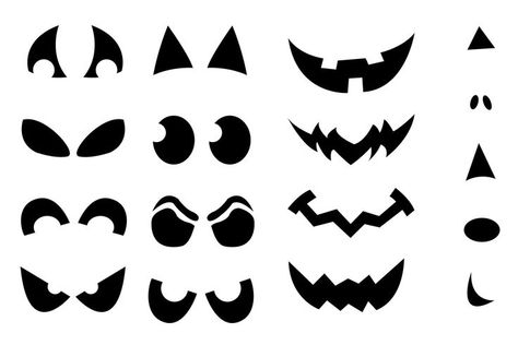 shapes for ghost eye cutouts | After the face is picked out cut out the image with an Xacto knife (or ...: Pumpkin Face Templates, Halloween Pumpkin Faces, Labu Halloween, Pumpkin Eyes, Lantern Template, Scary Eyes, Face Stencils, Spooky Eyes, Pumpkin Template