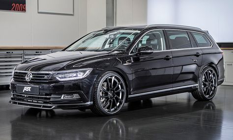 VW Passat mit Tuning von Abt. Der Mittelklasse-Kombi mit Leistungsspritze, Bodykit und Sportfelgen bringt das Vaterherz zum Köcheln! Passat B8 Variant, Vw Wagon, Passat B8, Shooting Brake, Passat B6, Karmann Ghia, Automotive Photography, Black Accessories, Dream Garage