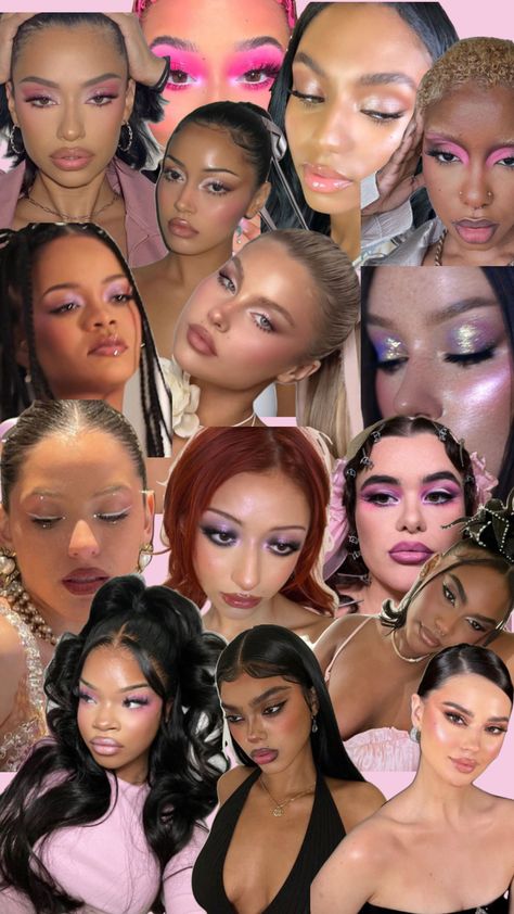 Pink dewy makeup <3 #makeup #pink #y2k Y2k Makeup Pink, Early 2000s Aesthetic Makeup, Pink Y2k Makeup, Makeup 2000s, Y2k Make Up, Early 2000s Hair And Makeup, Y2k Makeup Colorful, 2000 Makeup, Early 2000s Makeup