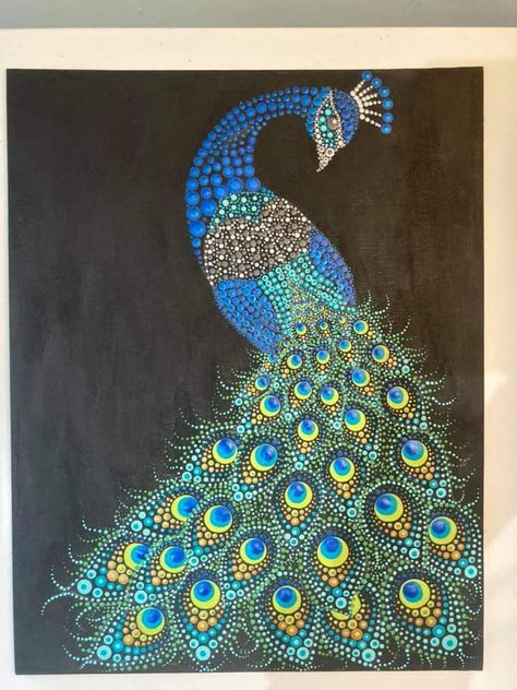 Peacock Mandala Dot Painting, Dot Mandala Peacock, Bird Dot Painting, Peacock Dot Art, Peacock Dot Mandala Art, Peacock Dot Painting, Animal Dot Painting, Dot Painting Animals, Peacock Mandala Art